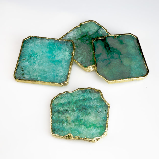 Aqua Agate Coaster Set