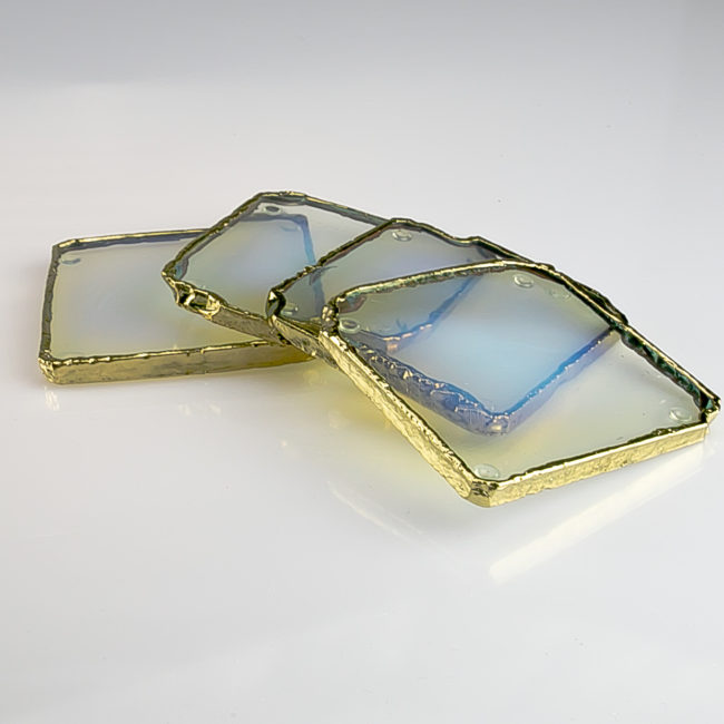 Glass Opal Gemstone Coaster Set
