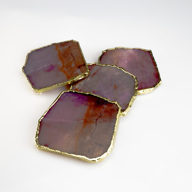 Purple Flourite Agate Coaster Set