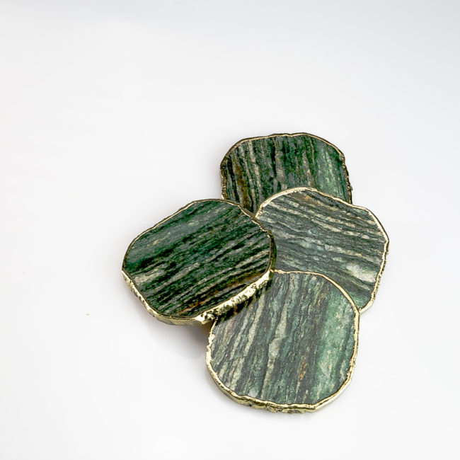 Sage Green Aventurine Agate Coaster Set