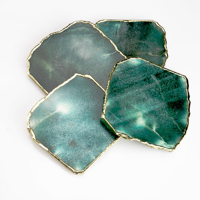 Emerald Green Agate Aventurine Coaster Set