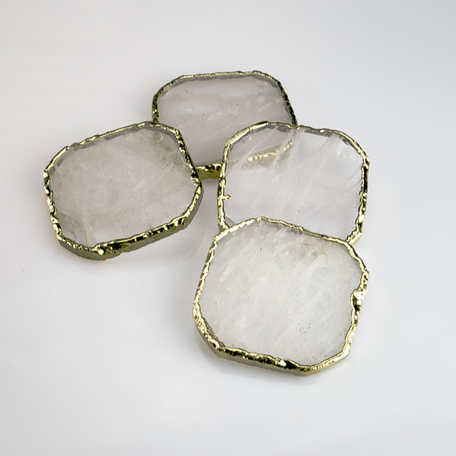 Clear Quartz Crystal Gemstone Coasters