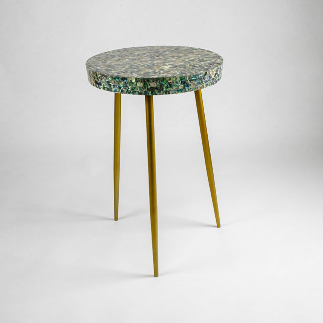 Side Table In Green Abalone Mother of Pearl