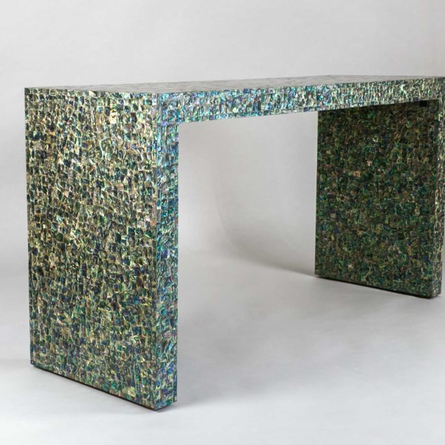 Console Table in Golden Mother Of Pearl